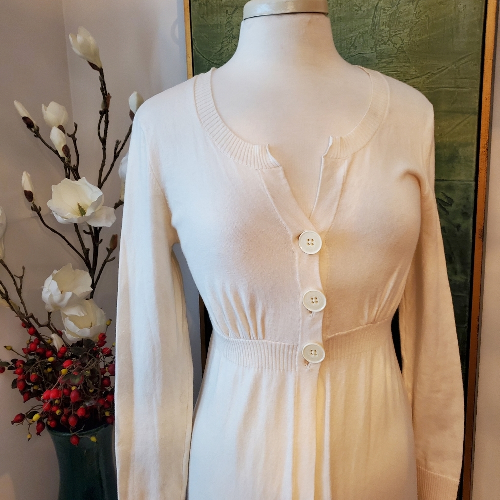 Jones New York Cream Button-Front Waist-Defined Cardigan